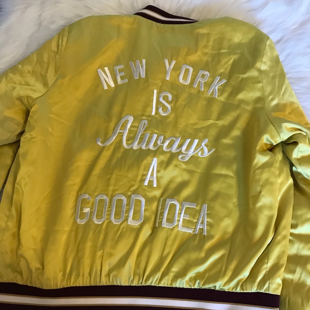Forever 21 NEW YORK Satin/Silk Bomber Jacket